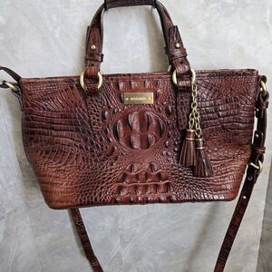 Brahmin Brown Crocodile Embossed Leather Tote